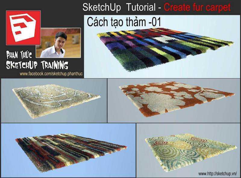 Thumbnail Sketchup Tutorial: How to create a fur carpet using Sketchup + Vray