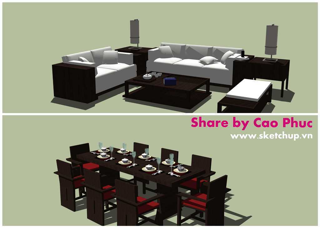 Model bàn ăn - sofa - Cao Phúc