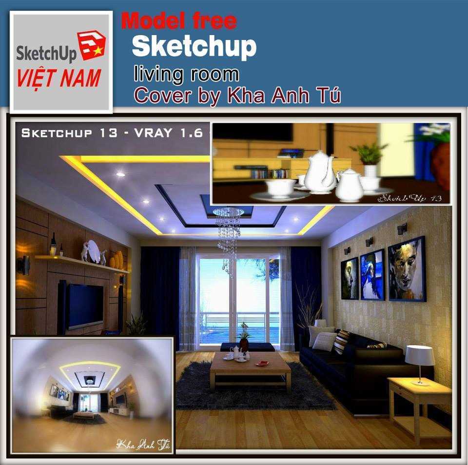Living room - Sketchup 13 - Vray 1.6 by Kha Anh Tú