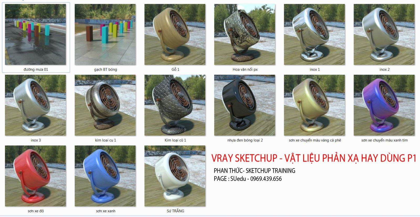 Thumbnail (Phần 1) Thư viện vật liệu Vray for Sketchup - Shared by Phan Thức