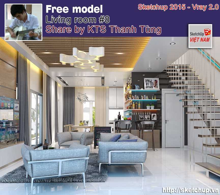 Free sketchup model living room #08 Vray setting - by Thanh Tùng